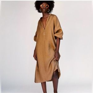 NWT Zara Linen Midi Dress Sz M